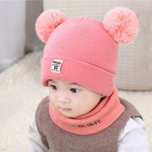 Cargar imagen en el visor de la galería, Autumn Winter Children Hats Pom Pom Ball Hat Kids Beanies Cap Girls Boys Warm Wool Hooded Hat Baby Scarves Toddler Caps
