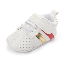 Carregar imagem no visualizador da galeria, New newborn baby boy shoes Pink stripe Patch Casual soft bottom non-slip breathable new born baby girls Infant toddler shoes
