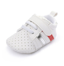 Carregar imagem no visualizador da galeria, New newborn baby boy shoes Pink stripe Patch Casual soft bottom non-slip breathable new born baby girls Infant toddler shoes
