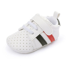 Carregar imagem no visualizador da galeria, New newborn baby boy shoes Pink stripe Patch Casual soft bottom non-slip breathable new born baby girls Infant toddler shoes
