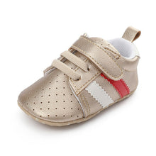 Carregar imagem no visualizador da galeria, New newborn baby boy shoes Pink stripe Patch Casual soft bottom non-slip breathable new born baby girls Infant toddler shoes
