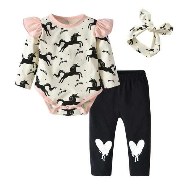 Newborn Baby Boys Girls Clothes Daddy/Mummy Letter 3Pcs Outfits Set Long Sleeve T-shirt+Pants Infant Toddler Clothing Suit