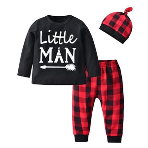 3 Pcs Newborn Baby Boys Clothes Set Cloud Print Cotton Long Sleeve T-Shirt+Casual Solid Color Pant+Hat Infant Clothing Outfits