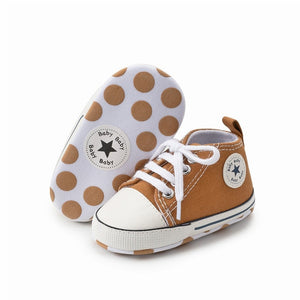 Newborn Boy Girl Shoes First Walkers Infant Baby Shoes White Soft Anti-Slip Sole Unisex Toddler Casual Canvas Crib Shoes