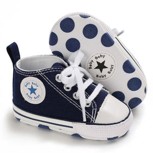 Newborn Boy Girl Shoes First Walkers Infant Baby Shoes White Soft Anti-Slip Sole Unisex Toddler Casual Canvas Crib Shoes