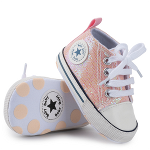 Newborn Boy Girl Shoes First Walkers Infant Baby Shoes White Soft Anti-Slip Sole Unisex Toddler Casual Canvas Crib Shoes