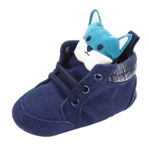 1 Pair Autumn Baby Shoes Kids Boy Girl Fox Head Lace Cotton Cloth First Walker Anti-slip Soft Sole BabyToddler Shoes Sneakers