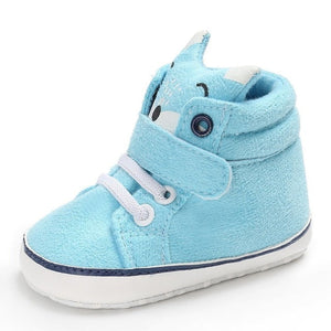 1 Pair Autumn Baby Shoes Kids Boy Girl Fox Head Lace Cotton Cloth First Walker Anti-slip Soft Sole BabyToddler Shoes Sneakers