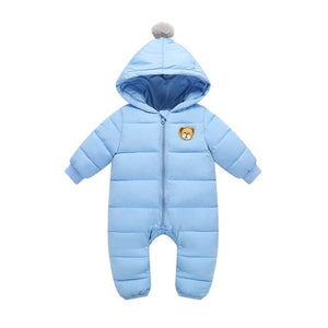 LZH 2020 Autumn Winter Infant Baby Clothing New Baby Boys Thick Down Cotton Jumpsuit Girls Long-sleeved Hooded Romper 3-12 Month