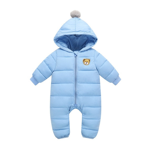 LZH 2020 Autumn Winter Infant Baby Clothing New Baby Boys Thick Down Cotton Jumpsuit Girls Long-sleeved Hooded Romper 3-12 Month