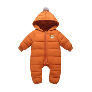 LZH 2020 Autumn Winter Infant Baby Clothing New Baby Boys Thick Down Cotton Jumpsuit Girls Long-sleeved Hooded Romper 3-12 Month