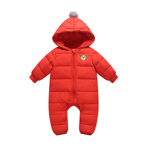 LZH 2020 Autumn Winter Infant Baby Clothing New Baby Boys Thick Down Cotton Jumpsuit Girls Long-sleeved Hooded Romper 3-12 Month