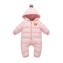 Carregar imagem no visualizador da galeria, LZH 2020 Autumn Winter Infant Baby Clothing New Baby Boys Thick Down Cotton Jumpsuit Girls Long-sleeved Hooded Romper 3-12 Month
