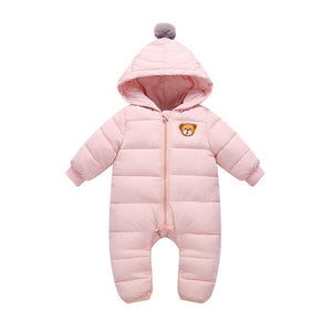 LZH 2020 Autumn Winter Infant Baby Clothing New Baby Boys Thick Down Cotton Jumpsuit Girls Long-sleeved Hooded Romper 3-12 Month