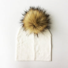 Cargar imagen en el visor de la galería, Autumn Winter Boy Girl Faux Raccoon Fur Cotton Kids Caps Baby Beanie Hats With Pompon Children&#39;s Accessories
