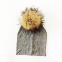 Cargar imagen en el visor de la galería, Autumn Winter Boy Girl Faux Raccoon Fur Cotton Kids Caps Baby Beanie Hats With Pompon Children&#39;s Accessories
