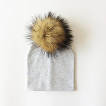 Cargar imagen en el visor de la galería, Autumn Winter Boy Girl Faux Raccoon Fur Cotton Kids Caps Baby Beanie Hats With Pompon Children&#39;s Accessories
