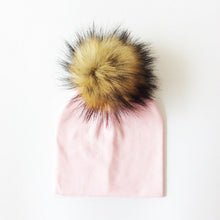 Cargar imagen en el visor de la galería, Autumn Winter Boy Girl Faux Raccoon Fur Cotton Kids Caps Baby Beanie Hats With Pompon Children&#39;s Accessories
