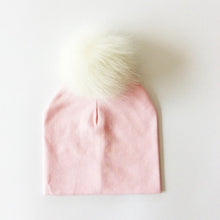 Cargar imagen en el visor de la galería, Autumn Winter Boy Girl Faux Raccoon Fur Cotton Kids Caps Baby Beanie Hats With Pompon Children&#39;s Accessories
