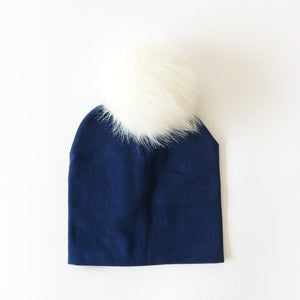 Autumn Winter Boy Girl Faux Raccoon Fur Cotton Kids Caps Baby Beanie Hats With Pompon Children's Accessories