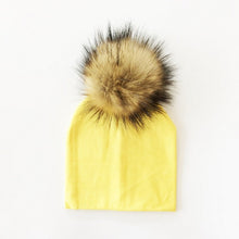 Cargar imagen en el visor de la galería, Autumn Winter Boy Girl Faux Raccoon Fur Cotton Kids Caps Baby Beanie Hats With Pompon Children&#39;s Accessories
