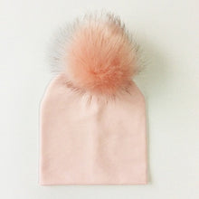 Cargar imagen en el visor de la galería, Autumn Winter Boy Girl Faux Raccoon Fur Cotton Kids Caps Baby Beanie Hats With Pompon Children&#39;s Accessories
