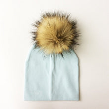 Cargar imagen en el visor de la galería, Autumn Winter Boy Girl Faux Raccoon Fur Cotton Kids Caps Baby Beanie Hats With Pompon Children&#39;s Accessories
