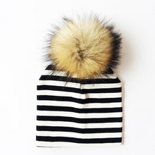 Cargar imagen en el visor de la galería, Autumn Winter Boy Girl Faux Raccoon Fur Cotton Kids Caps Baby Beanie Hats With Pompon Children&#39;s Accessories
