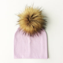 Cargar imagen en el visor de la galería, Autumn Winter Boy Girl Faux Raccoon Fur Cotton Kids Caps Baby Beanie Hats With Pompon Children&#39;s Accessories
