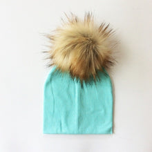 Cargar imagen en el visor de la galería, Autumn Winter Boy Girl Faux Raccoon Fur Cotton Kids Caps Baby Beanie Hats With Pompon Children&#39;s Accessories
