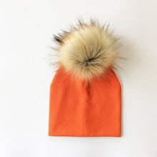 Cargar imagen en el visor de la galería, Autumn Winter Boy Girl Faux Raccoon Fur Cotton Kids Caps Baby Beanie Hats With Pompon Children&#39;s Accessories
