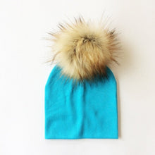 Cargar imagen en el visor de la galería, Autumn Winter Boy Girl Faux Raccoon Fur Cotton Kids Caps Baby Beanie Hats With Pompon Children&#39;s Accessories
