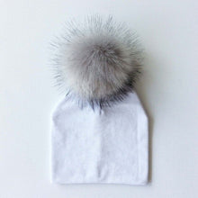 Cargar imagen en el visor de la galería, Autumn Winter Boy Girl Faux Raccoon Fur Cotton Kids Caps Baby Beanie Hats With Pompon Children&#39;s Accessories
