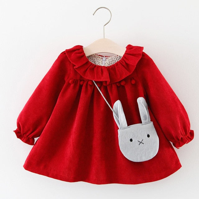 Melario Newborn Baby Girl Dress Autumn Princess Dresses for Kids Dress Cartoon Baby Dress With Bag Infant Clothing Toddler Dress