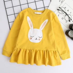 Bear Leader Girls Dress New Brand Baby Girls Blouse Rabbit Ears Hooded Ruched Long Sleeve Children Clothing Dress Girls Clothes