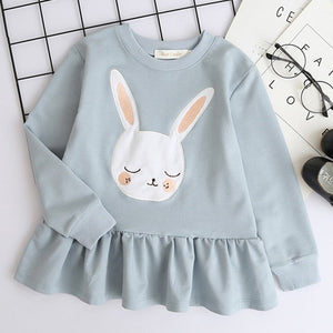 Bear Leader Girls Dress New Brand Baby Girls Blouse Rabbit Ears Hooded Ruched Long Sleeve Children Clothing Dress Girls Clothes