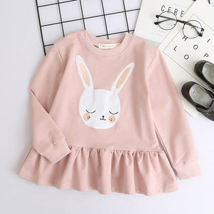 Bear Leader Girls Dress New Brand Baby Girls Blouse Rabbit Ears Hooded Ruched Long Sleeve Children Clothing Dress Girls Clothes