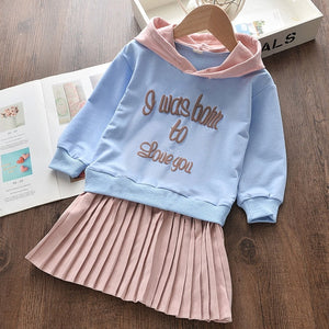 Bear Leader Girls Dress New Brand Baby Girls Blouse Rabbit Ears Hooded Ruched Long Sleeve Children Clothing Dress Girls Clothes