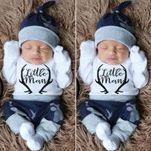 Carregar imagem no visualizador da galeria, Winter Autumn 3PCS Newborn Baby Boy Clothes 2020 Costume Little Man Romper+Deer Leggings+Hat Warm Outfit Baby Boy Infant Clothes
