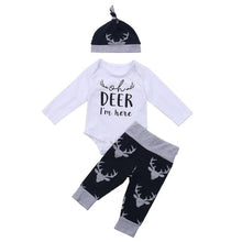 Carregar imagem no visualizador da galeria, Winter Autumn 3PCS Newborn Baby Boy Clothes 2020 Costume Little Man Romper+Deer Leggings+Hat Warm Outfit Baby Boy Infant Clothes
