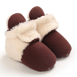 Newborn Baby Shoes Boy Girl Solid Toddler First Walkers Booties Cotton Comfort Soft Anti-slip Warm Infant Crib Shoes