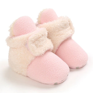 Newborn Baby Shoes Boy Girl Solid Toddler First Walkers Booties Cotton Comfort Soft Anti-slip Warm Infant Crib Shoes