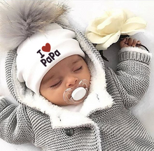 Cargar imagen en el visor de la galería, girl newborn cotton hats baby pom pom photo props i love mama papa children&#39;s kids hat  boy toddler girl cap bonnet infant hats
