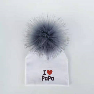 girl newborn cotton hats baby pom pom photo props i love mama papa children's kids hat  boy toddler girl cap bonnet infant hats