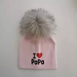 girl newborn cotton hats baby pom pom photo props i love mama papa children's kids hat  boy toddler girl cap bonnet infant hats