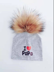 girl newborn cotton hats baby pom pom photo props i love mama papa children's kids hat  boy toddler girl cap bonnet infant hats