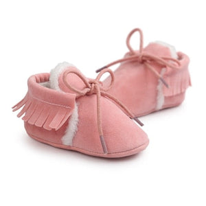 Newborn Baby Shoes Boy Girl Shoes Moccasins Fringe Soft Soled Non-slip Footwear Crib Shoes PU Suede Leather Baby First Walker