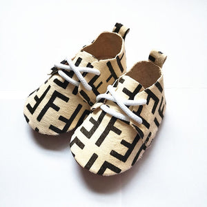 Genuine Leather Baby shoes Leopard print Baby Girls Soft shoes Horse hair Boys First walkers Lace Baby moccasins