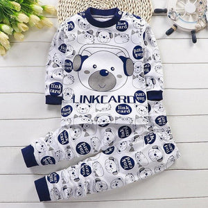 Autumn Pajamas For Children Long Sleeve Cotton Blend Suit Cartoon Animal Clothing Baby Pyjamas Set Sleepwear Free Octopus Dolls