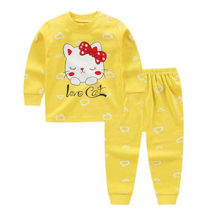 Autumn Pajamas For Children Long Sleeve Cotton Blend Suit Cartoon Animal Clothing Baby Pyjamas Set Sleepwear Free Octopus Dolls